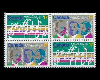 Och, kanadyjscy kompozytorzy na znaczkach pocztowych z 1980 r. w mennicy / Nuty do hymnu narodowego / Kolaż o tematyce muzycznej, Ozdoba Junk Journal