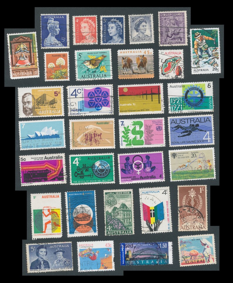 Australian Postage Stamps / Kangaroo Sydney Opera House Etsy Canada
