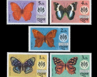 Butterflies of India on 1975 Bhutan Postage Stamps /  Vintage Images for Crafts, Junk Journal Embellishment, Altered Books, ATC Series