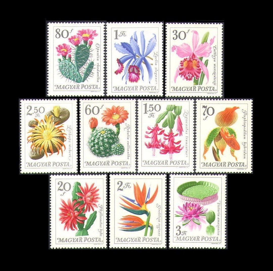 Exquisite 1965 Flower Postage Stamps From Hungary / Water Lily ...