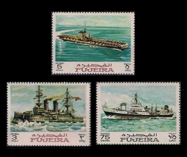 Sailing Ships on 1968 Fujeira Postage Stamps / History of Etsy