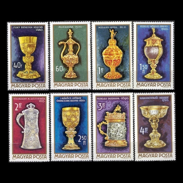 Historic Goldsmith Art Treasures on 1970 Hungary Postage Stamps / Junk Journal Addition, Storybook Embellishment, Collage Material, ACEO