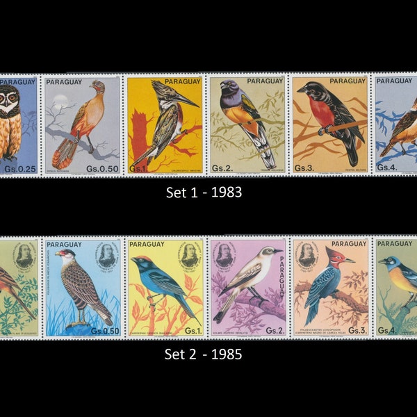 Gorgeous Bird Images on Large Vintage Paraguay Postage Stamps / 1983 and 1985 / Bird Watching Journal, Nature Altered Book, Collage Fodder