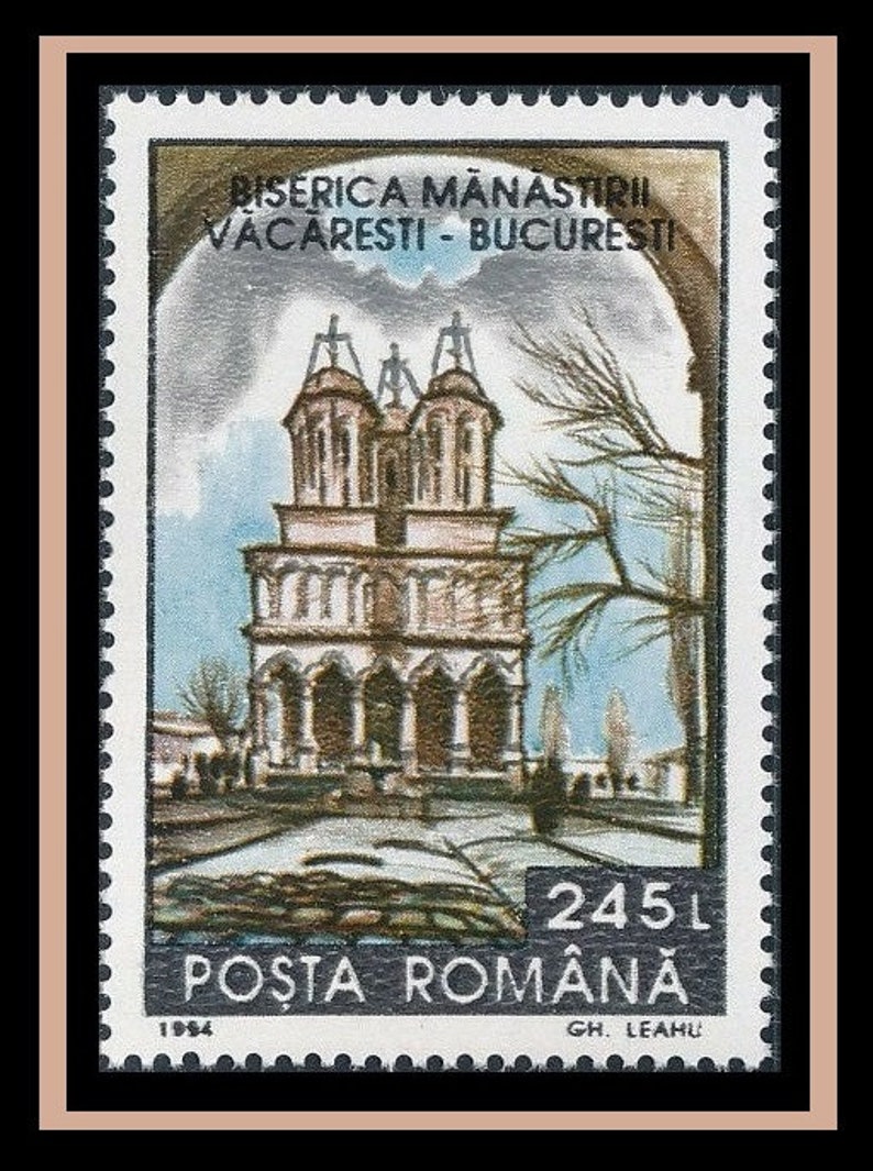 1994 Romania Postage Stamps / Historical Buildings Now Demolished / Cathedral, Opera House, Monastery, Church / Collage Fodder, Shadow Box image 9