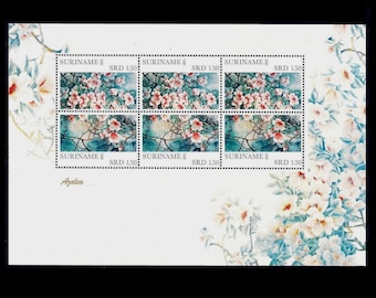 Azalea Stamp Sheet from Suriname / Gardener Gift, Collage Material, Scrapbook Embellishment, Handmade Card Supply, Flower Stickers,