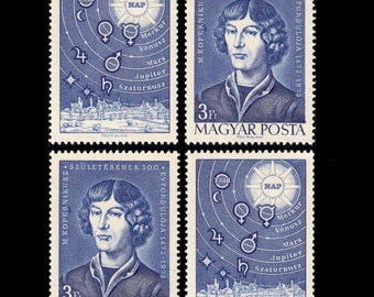Nikolaus Kopernikus 500.Geburtstag 1973 Ungarn Briefmarken / Vintage Bilder für Collagen Kunst, veränderte Buchverzierung, ATC Serie