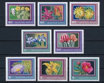 Large Flower Postage Stamps / 1971 Botanical Garden Illustration / Altered Art Embellishment, Gardener Gift / Iris, Rose, Cactus, Periwinkle