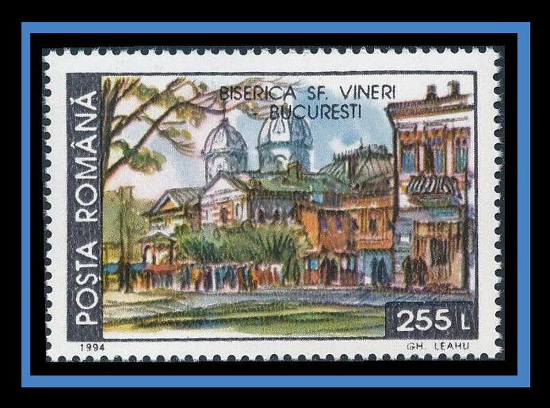 1994 Romania Postage Stamps / Historical Buildings Now Demolished / Cathedral, Opera House, Monastery, Church / Collage Fodder, Shadow Box image 8