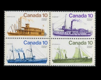 Barcos de Canadá, Serie de Sellos de 1976, Nuevos / Embarcaciones de Vela Interior / Tema de Transporte, Collage, Diario de Viaje, Adorno de Libro Alterado