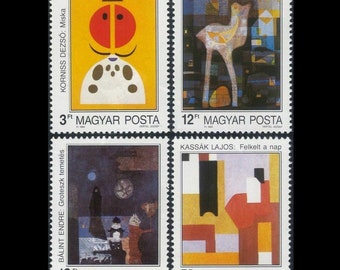 Sztuka nowoczesna na węgierskich znaczkach pocztowych z 1989 r. / Obrazy współczesne / Obrazy do projektów artystycznych i rzemieślniczych, Ręcznie robione ozdoby kartek, MNH
