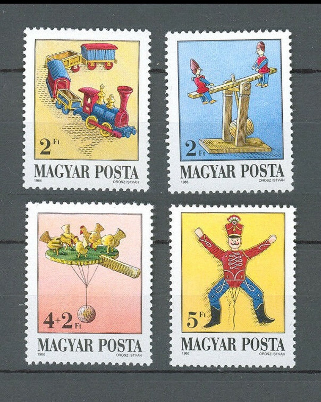 Antique Toys on Vintage Postage Stamps / Wood Train Puppet - Etsy