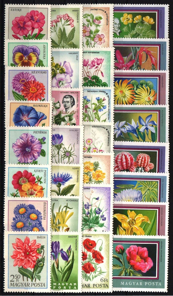 Huge Collection of Flower Postage Stamps / 4 Series of Vintage Etsy