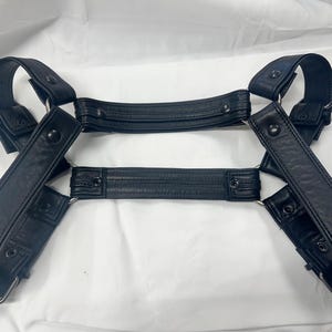 Handmade Leather Bulldog Harness, black leather, Free Shipping - One-of-a-Kind - 50&quot;-54&quot; Chest (Adjustable)