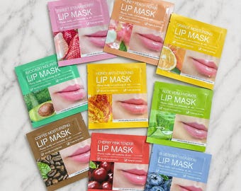 Hydrating Lip Mask Set | Fruit Lip Masks | Moisturizing Lip Care | Self Care Gift | Korean Skincare Style | Lip Treatment Pack