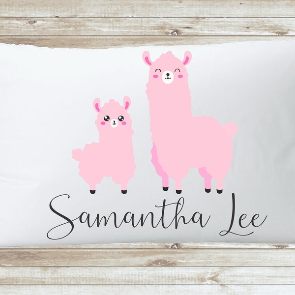 Llama Llama Pillow case, Pink Personalized Pillow case, LLama Moma and Llama Daughter Name Pillow, Custom Name Nursery Room Gift