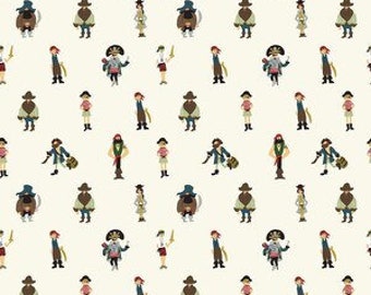 Pirates Cream fabric, Riley Blake Pirate Tales Pirates cotton fabric, QTR YD