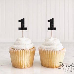 1st Birthday Glitter Cupcake toppers-First Birthday Decorations Party Favors (17 COLORS AVAILABLE) Any Age Number cupcake topper