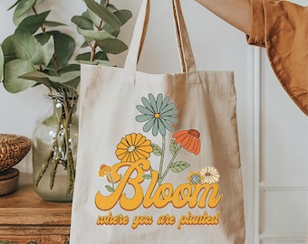 Bloom Where You are Planted bible bag - bible bag canvas tote