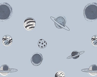 Tela espacial planetaria - Tela de algodón Stargazer Planetarium Art Gallery - Se vende cortada a medida