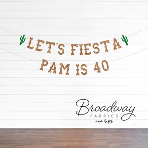 Let&#39;s Fiesta Birthday glitter party banner - Fiesta themed birthday party banner