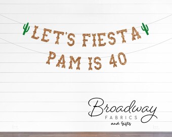 Let's Fiesta Birthday Glitzer Party Banner - Fiesta Geburtstagsparty Banner