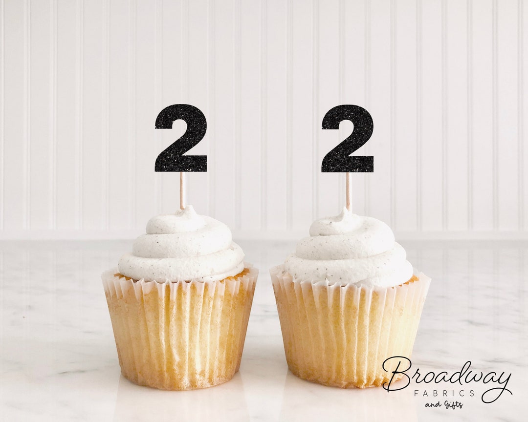 2nd Birthday Glitter Cupcake Toppers- Second Birthday Decorations Party ...