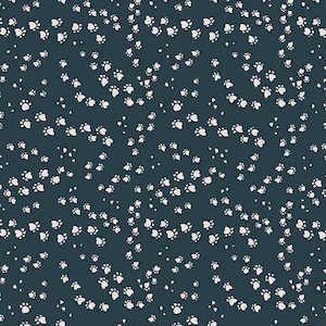 Navy Puppy Paws cotton fabric Dear Stella Vanity Fur quilt cotton Sold by the yard