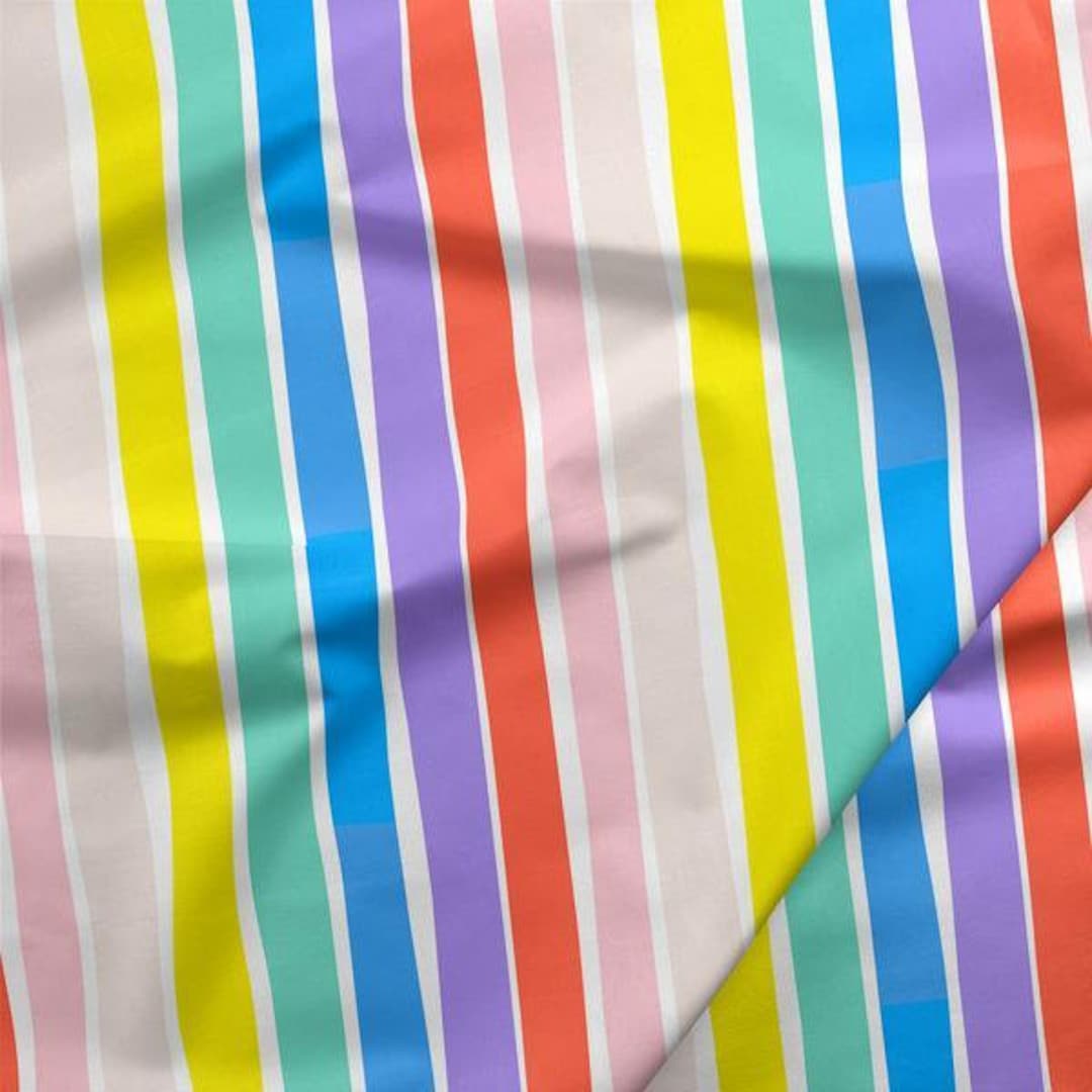 Bright Stripe Fabric Paintbrush Studio Over the Rainbow Etsy