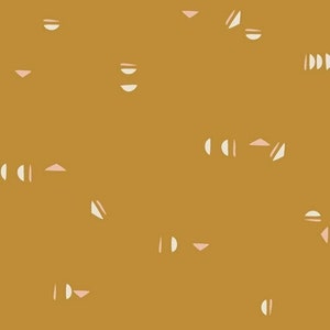 Mustard Stenciled Sun - Terrakotta Art Gallery Fabrics Cotton, Sold by the yard