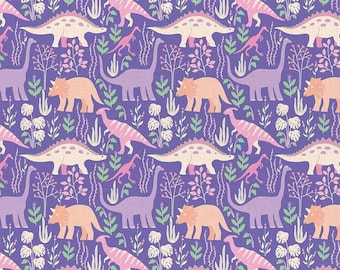 Purple Dinosaur fabric - Land Dinos Paintbrush Studio cotton fabric