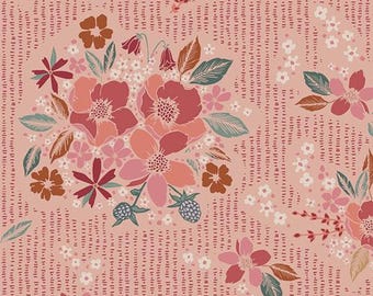 Recuerdos florales Suave - Tela floral moderna rosa Art Gallery Fabrics Edredón de algodón Se vende cortado a medida