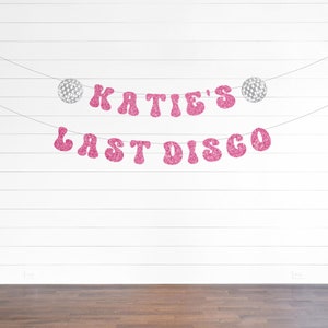 Last Disco Retro Bachelorette Party Glitter Banner, custom glitter party banner