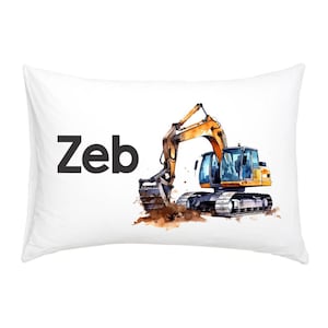 Personalized Excavator Construction Pillow cover - Boys construction room pillowcase