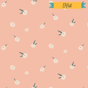 Pink Daisy KNIT fabric - Art Gallery Dancing Daisies Sweet Campsite