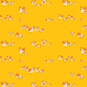 Roaming Hens Sun Yellow Fabric, Chicken Art Gallery Cotton Fabric Sold by the yard