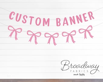 Coquette Bow Glitter Custom Party Banner - Custom Glitter Party Banner