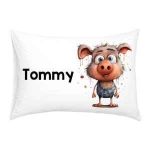 Muddy Pig Funny Animals Personalized Kids Pillowcase - custom pillowcase kids room decor