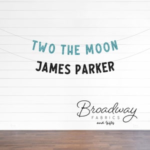 Two the Moon Geburtstagsbanner - Jungen 2.Geburtstagsparty Glitter Banner