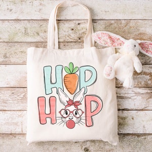 Hip Hop Bunny Easter Basket Tote Bag - Canvas Tote Bag