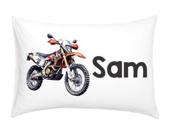 Personalized Dirtbike Motocross pillow cover - Boys dirtbike motocross room pillowcase