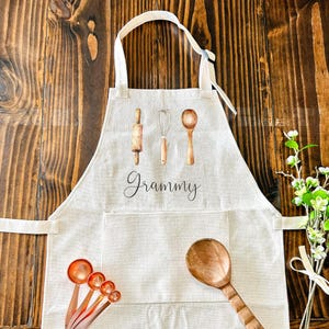 Delantal de lino con nombre personalizado: delantal para niños, delantal para adultos, delantal personalizado para cocinar, hornear y hacer manualidades