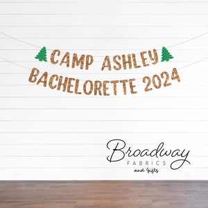 Camping Bachelorette Party glitter custom party banner - custom bachelorette party banner