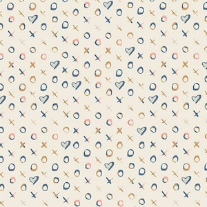Cream Hugs & Kisses Fresh Fabric - Love Story Art Gallery, Sold by the yard