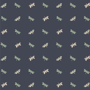 Navy tiny Dragonflies fabric Skimmers outdoor summer fabric Sold by the yard