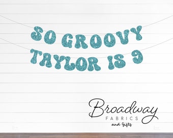 So Groovy Custom Birthday Banner - Retro 9th Birthday Party Glitter Banner - Retro Birthday Party