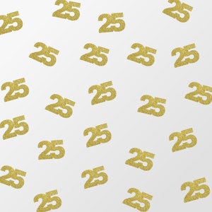 Birthday Number 25 Glitter Confetti shapes - glitter party table confetti