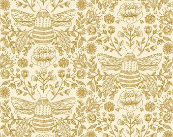 Bee's Knees High noon metallic - RJR Fabrics Summer in the Cotswolds cotton QTR YD