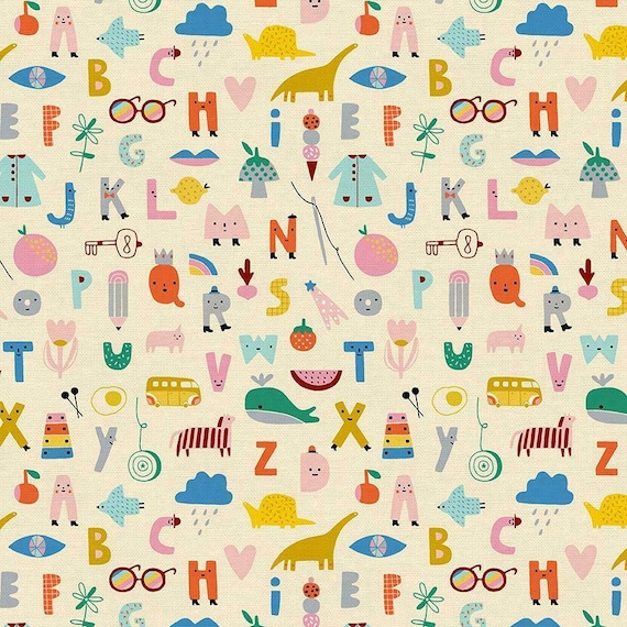 Little Sanderson Abracazoo tissu à motif Alphabet crème