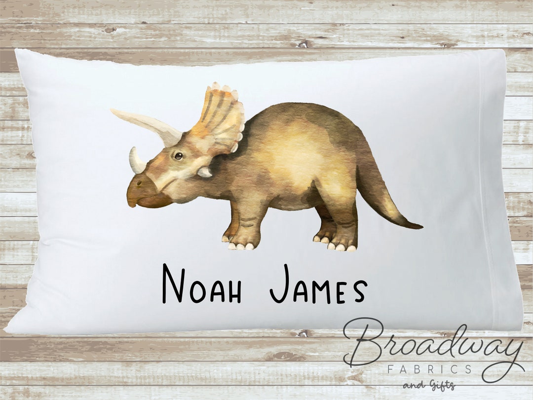 Personalized Dinosaur Pillowcase - Custom Name Kids Cushion Cover Gift Decor