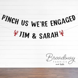Crawfish Boil Engagement Party Banner - Personalized Glitter Party Banner